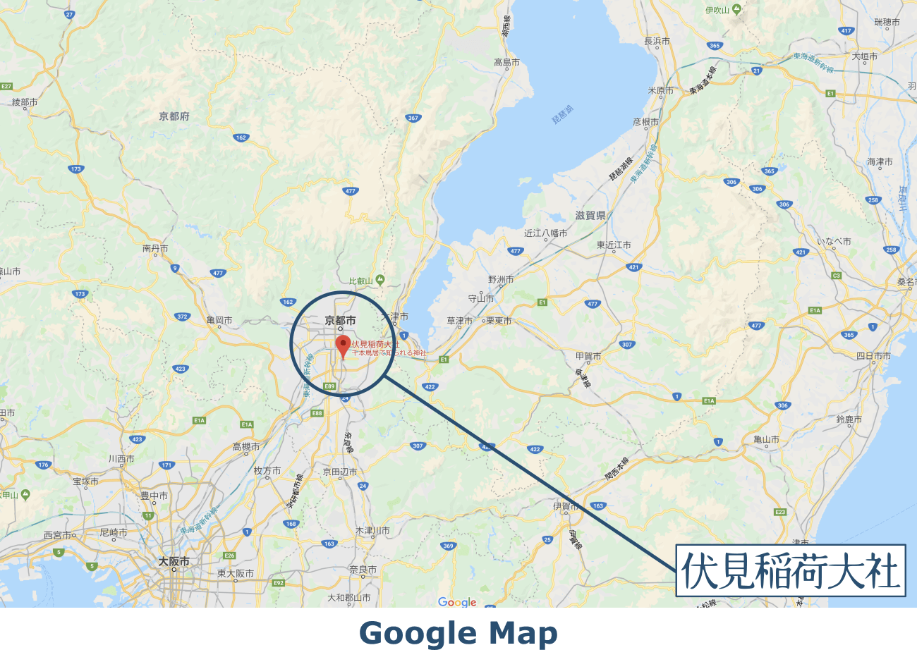 伏見稲荷大社の地図の画像です。